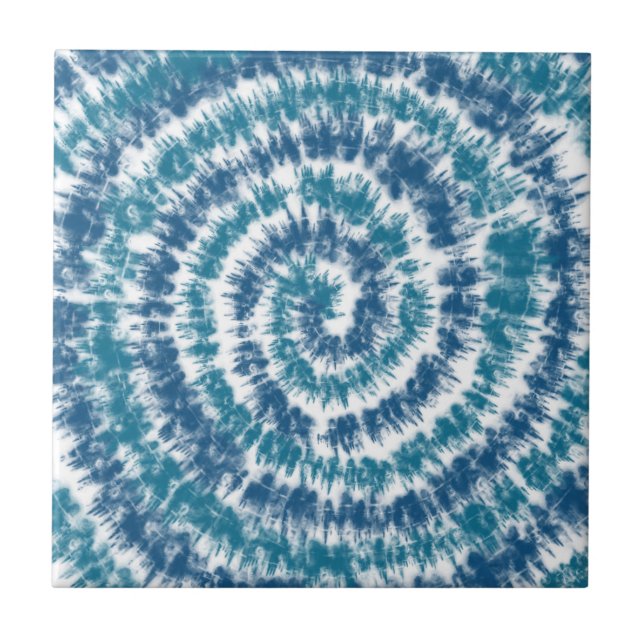 Aquamarine und weiße moderne Retro Fliese (Vorderseite)