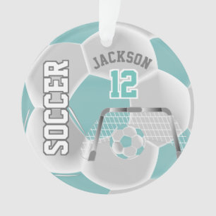Aquamarine und weiße Persönlichkeit ⚽ Fußballball Ornament