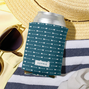 Aquamarine und weiße Pfeile Personalisiert Dosenkühler