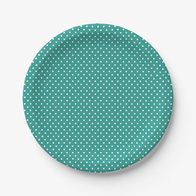 Aquamarine und weiße Polka-Dot-Teller Pappteller (Vorderseite)