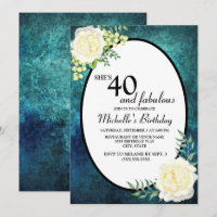 Aquamarine und weiße Rosentrauben 40. Geburtstag