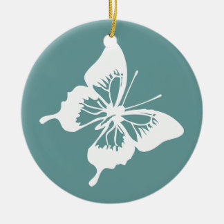 Aquamarine und weiße Schmetterlinge Keramikornament