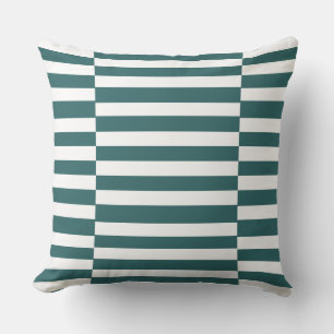 Aquamarine und weiße Stagased-Thick-Linien Kissen