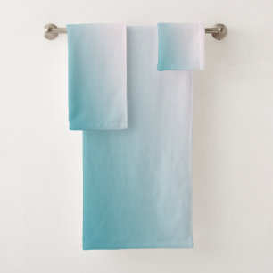 Aquamarine und weiße Steigung Badhandtuch Set