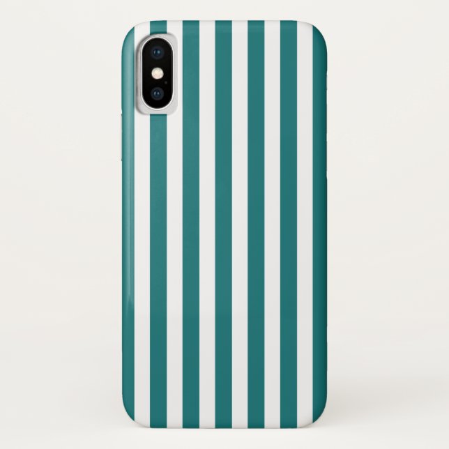 Aquamarine und weiße Streifen Case-Mate iPhone Hülle (Rückseite)