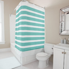 Aquamarine und weiße Streifen Duschvorhang