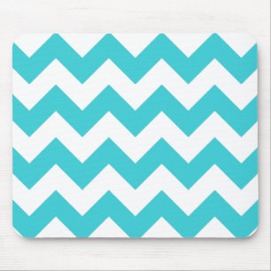 Aquamarine und weiße Zickzack Mausunterlage Mousepad