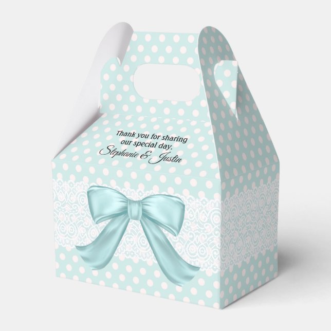 Aquamarine und White Polka Dot bevorzugen Geschenk Geschenkschachtel (Vorderseite)