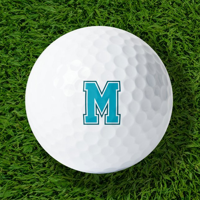 Aquamarine Varsity Monogramm Golfball (Von Creator hochgeladen)