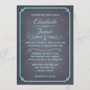Aquamarine Vintage Einladung zur Hochzeit