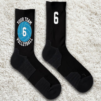 Aquamarine Volleyball-Teamname und Spielernummer Socken