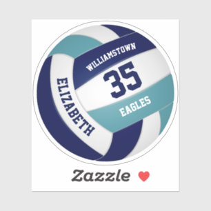 aquamarine Volleyballgeschenke aus Marineblau Aufkleber
