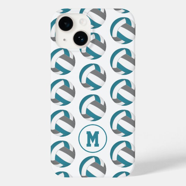aquamarine Volleyballmädchen mit Monogramm Case-Mate iPhone Hülle (Rückseite)