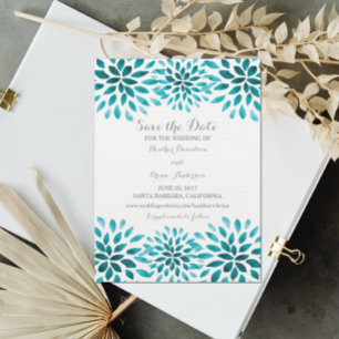 Aquamarine Wasserfarbe Chrysanthemum Save the Date