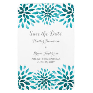 Aquamarine Wasserfarbe Chrysanthemum Save the Date Magnet