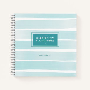 Aquamarine Wasserfarbe Streifen Personalisiert Dan Notizbuch