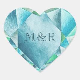 Aquamarine Wasserfarben Niedlicher Valentinstag Herz-Aufkleber