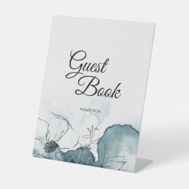 Aquamarine Wasserfarbenkizze Hochzeitsbuch Sockelschild