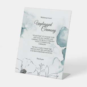 Aquamarine Wasserfarbenskizze Hochzeit ohne Stecke Sockelschild