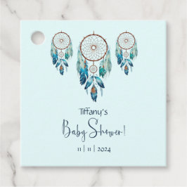 Aquamarine Watercolor Dreamcatcher Babydusche Geschenkanhänger
