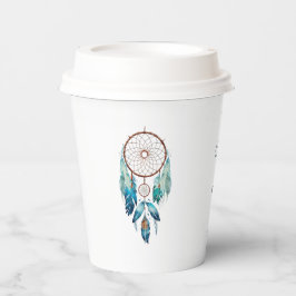 Aquamarine Watercolor Dreamcatcher Babydusche Pappbecher