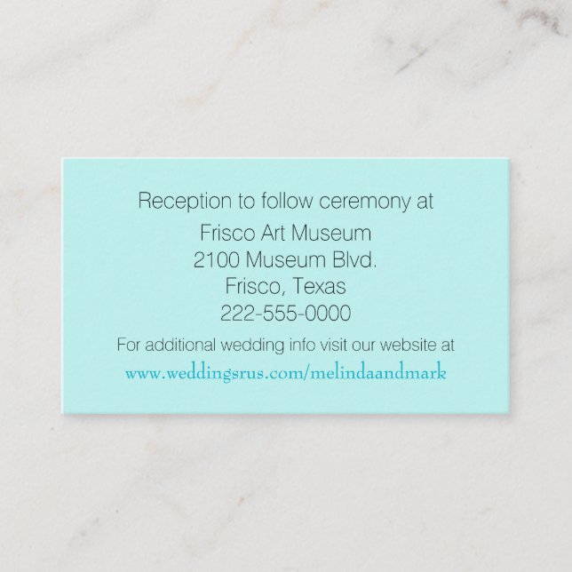 Aquamarine Wedding Card Begleitkarte (Vorderseite)