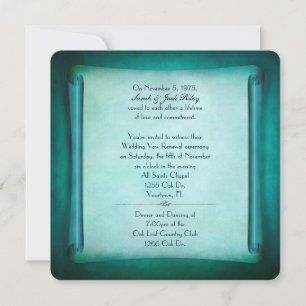 Aquamarine Wedding Vow Renewal Scroll Einladung