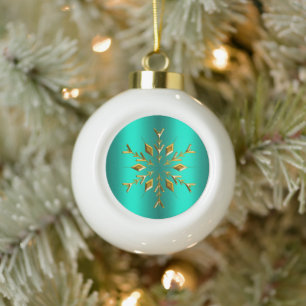 Aquamarine Weihnachten Keramik Kugel-Ornament