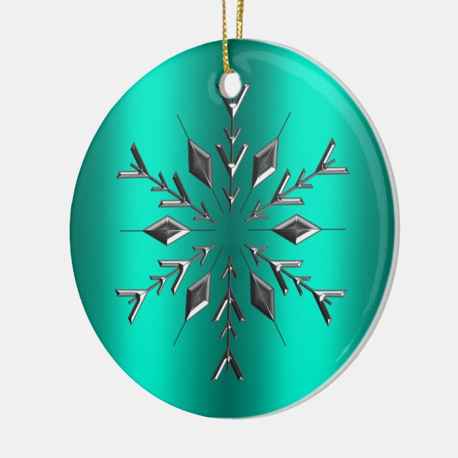 Aquamarine Weihnachten Keramik Ornament (Links)