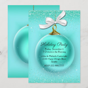 Aquamarine Weihnachtsball Feier Einladung