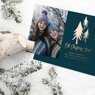 Aquamarine Weihnachtsbaum Foto Foil Holiday Card Folien Feiertagskarte