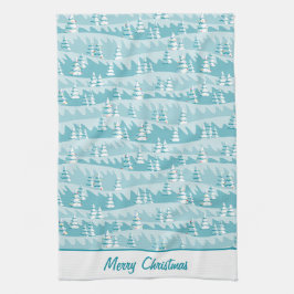 Aquamarine Weihnachtsbäume Geschirrtuch