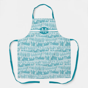 Aquamarine Weihnachtsbäume Schürze