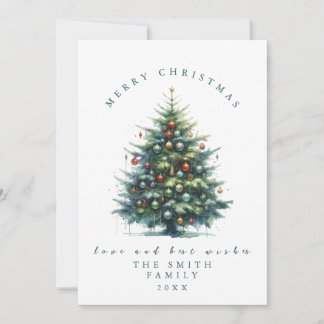 Aquamarine Weihnachtsbaumkarten für Wasserfarben Feiertagskarte