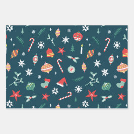 Aquamarine Weihnachtsbilder Snowflakes Twigs Muste Geschenkpapier Set