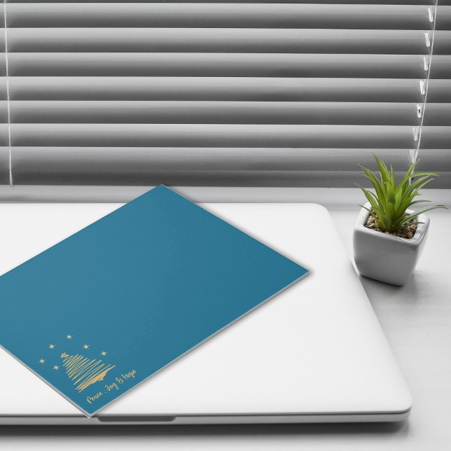 Aquamarine Weihnachtsgolden Tree Peace Joy Hope Co Notizblock (Teal Christmas Gold Tree Peace Joy Hope Corporate Notepad)