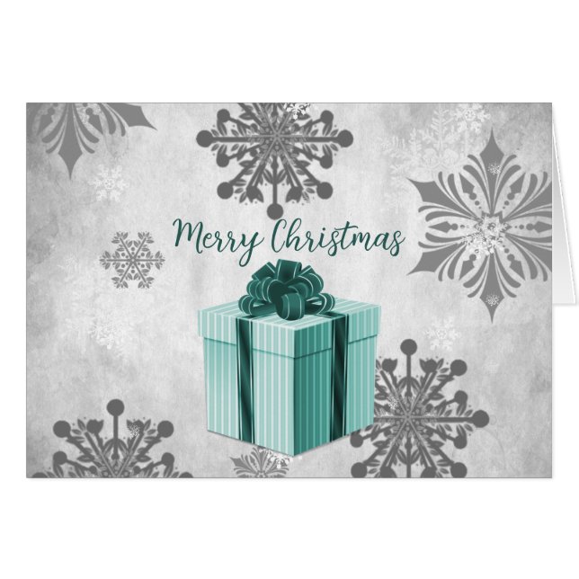 Aquamarine Weihnachtskarte (Vorderseite (Horizontal))