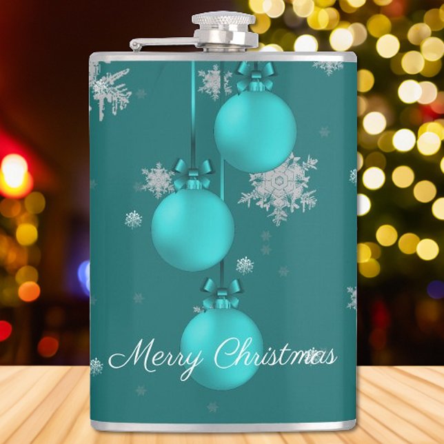 Aquamarine Weihnachtsschmuck Flachmann (Teal Christmas Ornaments Holiday Flask)