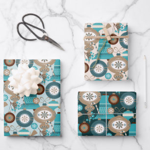 Aquamarine Weihnachtsschmuck Geschenkpapier Set