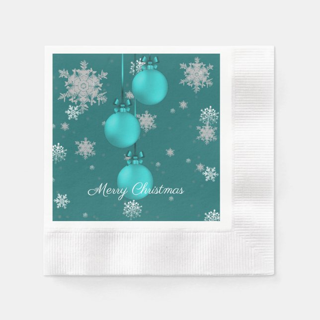 Aquamarine Weihnachtsschmuck Napkin Serviette (Vorderseite)
