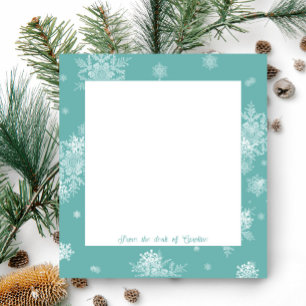Aquamarine Weihnachtsschneeflocken Notepad Notizblock