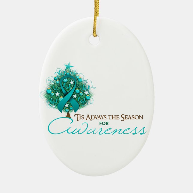Aquamarine Weihnachtszeit Keramikornament (Vorne)