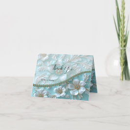 Aquamarine weiße Blume Dankeschön Karte