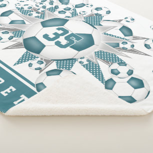 aquamarine weiße Fußballbällchen spielen Mädchensp Sherpadecke