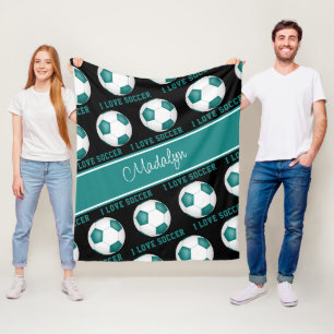 aquamarine weiße Liebe Fußball-Textstruktur Fleecedecke