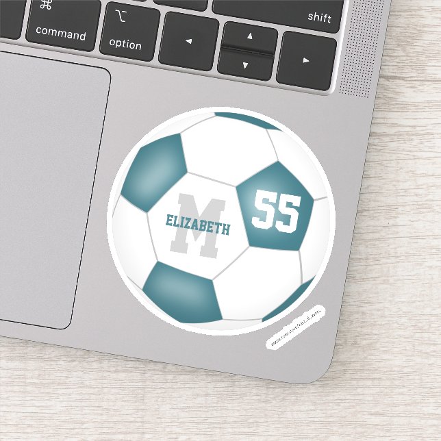 Aquamarine weiße Mannschaft färbt Jungs Fußball Aufkleber (Detail)