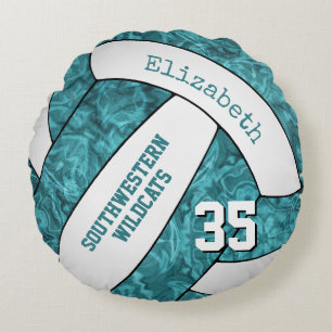 aquamarine Weißmädchen Sportgeschenke Volleyball Rundes Kissen
