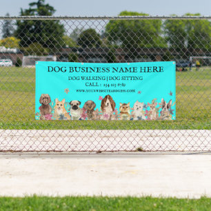 Aquamarine Welpen auf dem botanischen Hundehund Banner