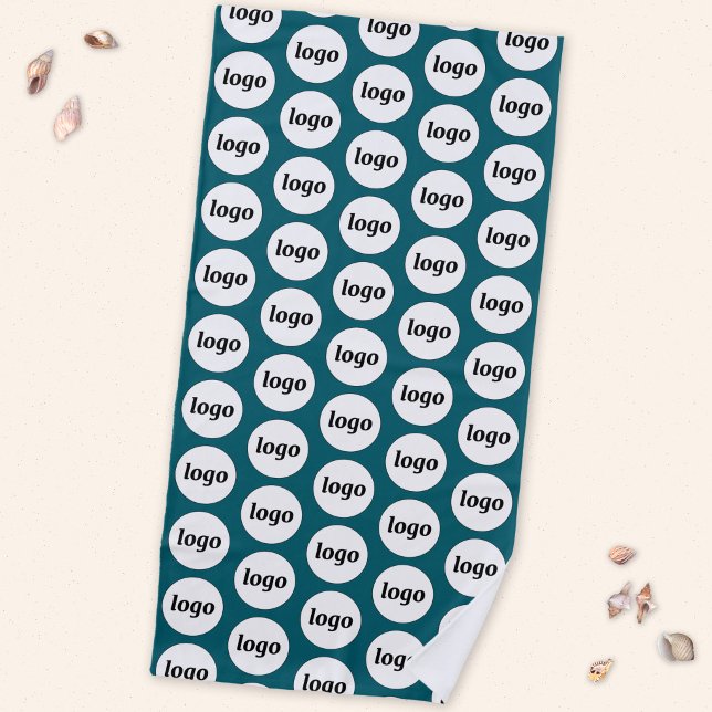 Aquamarine Werbeaktion für einfache Logos Strandtuch (Simple logo pattern business promotional beach towel in teal green)