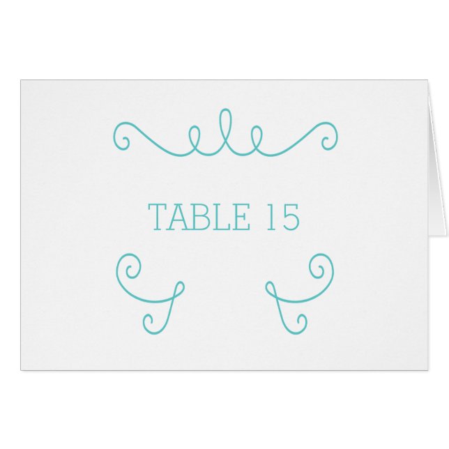 Aquamarine Whimsical Geblüht Tischnummer Card (Vorderseite (Horizontal))